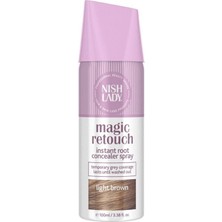 NISHLADY Hair Magic Retouch / Beyaz Saçlar için Kapatıcı Saç Spreyi ve Seyrek Kapatıcı Açık Kahve 100 ml