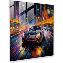 Painted Anarchy Mercedes Cam Baskı: Modern Soyut Şehir Manzarası - Mercedes, Ev Dekorasyonu, Duvar Dekorasyonu, Cam Baskı, 70X70 cm