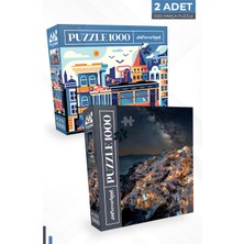 Neverland 2 Adet 1000 Parça Puzzle - Santorını ve Istanbul