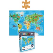 Neverland 3 Adet Puzzle - 50 P. Hayvanlarla Otobüs ve 100 P. Hayvan Dünya Haritası ve 100 P. Gezegenler