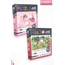 Neverland 2 Adet Puzzle - 24 Parça Sevimli Prenses ve 50 Parça Ara ve Bul Sihirli Unıcorn