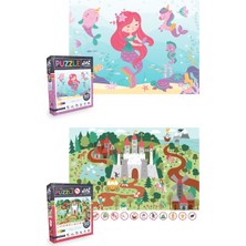 Neverland 2 Adet Puzzle - 50 Parça Deniz Kızı ve 50 Parça Ara ve Bul Sihirli Unıcorn