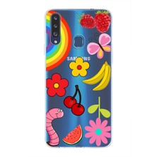 Printify Samsung Galaxy A20S ile Uyumlu 1mm Slim Fit Water Color 5 Baskılı Şeffaf Kılıf