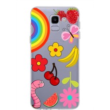Printify Samsung Galaxy J6 2018 ile Uyumlu 1mm Slim Fit Water Color 5 Baskılı Şeffaf Kılıf