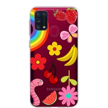 Printify Samsung Galaxy M31 ile Uyumlu 1mm Slim Fit Water Color 5 Baskılı Şeffaf Kılıf