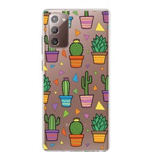 Printify Samsung Galaxy Note 20 ile Uyumlu 1mm Slim Fit Water Color 4 Baskılı Şeffaf Kılıf