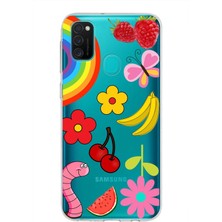 Printify Samsung Galaxy M21 ile Uyumlu 1mm Slim Fit Water Color 5 Baskılı Şeffaf Kılıf