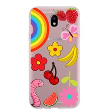 Printify Samsung Galaxy J7 Pro ile Uyumlu 1mm Slim Fit Water Color 5 Baskılı Şeffaf Kılıf