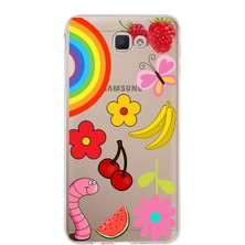 Printify Samsung Galaxy J7 Prime 2 ile Uyumlu 1mm Slim Fit Water Color 5 Baskılı Şeffaf Kılıf