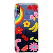 Printify Samsung Galaxy M30 ile Uyumlu 1mm Slim Fit Water Color 5 Baskılı Şeffaf Kılıf