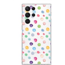 Printify Samsung Galaxy S22 Ultra ile Uyumlu 1mm Slim Fit Water Color 6 Baskılı Şeffaf Kılıf