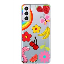 Printify Samsung Galaxy S21 Plus ile Uyumlu 1mm Slim Fit Water Color 5 Baskılı Şeffaf Kılıf