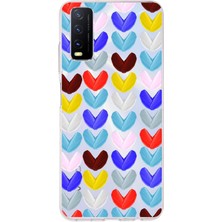 Printify Vivo Y11S ile Uyumlu 1mm Slim Fit Water Color 1 Baskılı Şeffaf Kılıf