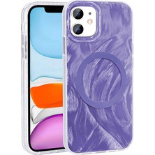 KCR Iphone 11 Uyuymlu Wirelees Şarj Özellikli Fırça Boya Desenli Kılıf-Kapak