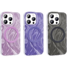 KCR Iphone 15 Pro Max Uyuymlu Wirelees Şarj Özellikli Fırça Boya Desenli Kılıf-Kapak