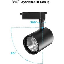 Güven Light Siyah Kasa ve Günışığı 4 Adet 360 Derece Dönen LED Ray Spot Lamba 1 Metre Raylı Armatür