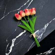 Ozihouse Yapay Islak Lale Somon Ve Kırmızı Desen Yeni Sezon 8 'Li