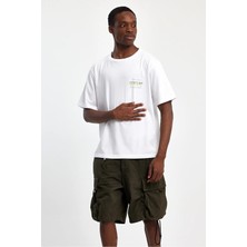 Justleo Art Collection Relaxed Fit Beyaz Erkek T-Shirt