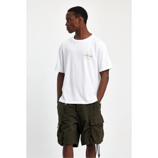 Justleo Art Collection Relaxed Fit Beyaz Erkek T-Shirt