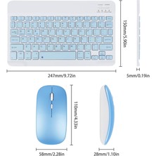 Technow IPad Tüm Tabletler  Laptop Uyumlu Bluetooth/usb Bağlantılı Klavye+Mouse Set Mavi