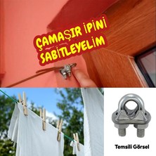 Badem10 Çelik Halat Sıkma Sabitleme Klemensi 6 mm Çamaşır Ipi Sıkma Bağlama Somunlu A Tipi Kelemens 4 Adet