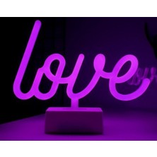 Hediye Sandalı Neon Işıklı Love Yazılı Masa Gece Lambası