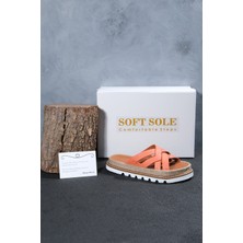 Soft Sole Kadın Turuncu Renk Hasırlı Eva Tabanlı  Terlik