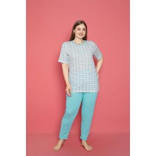 Farya Home X-Dreamy Büyük Beden Pamuklu Desenli Düğmeli Yaka Pijama Takımı