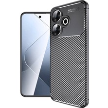 MTK Moveteck Xiaomi Redmi 13 Kılıf Kamera Korumalı Karbon Desenli Yumuşak Mat Silikon Negro Kapak Tam Kaplar