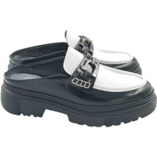 Milonek Shoes 2024 Loafer Siyah Beyaz Sabo Terlik