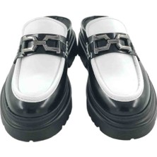Milonek Shoes 2024 Loafer Siyah Beyaz Sabo Terlik