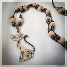 Z Jewelry Art Katga - El Yapımı Etnik Otantik Bohem Kadın Erkek Kedi Kolye