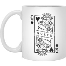 Fizello Funny Pitbull Queen Of Hearts Dog Lover Playing Card Pop Art Beyaz Kupa