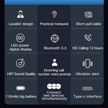 Fineblue F580 Bluetooth Kulaklık, Sürüş Için Tek Kulaklık, Güç Göstergesi, Titreşimli Uyarı (Yurt Dışından)