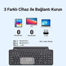 Bgz Store Bluetooth Klavye +2.4ghz Kablosuz Kendinden Standlı Tablet Telefon Tv Pc Android Ios Windows Numerik