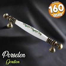 Badem10 Gordion Gerçek Porselen Antik Beyaz 160 mm Mobilya Mutfak Kulp Çekmece Dolap Kulplar Kulpu Kulbu