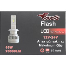 Inwells Yeni Ürün Yeni Flash Csp Led Xenon (ZENON) H11 (h8-h9-h16)  20,000 Lümen Arıza Işığı Yakmaz 55 watt
