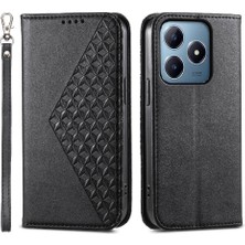 Mays Shop Realme C63/C61 Günlük Kullanım Standı El Kayışı Eşkenar Dörtgen Şekli Için Flip Case (Yurt Dışından)