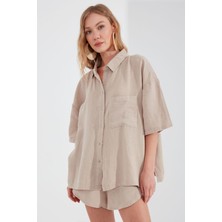 Edition Taş Müslin Kadın Oversize Gömlek | EK1006965-6965