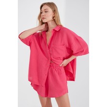Edition Fuşya Müslin Kadın Oversize Gömlek | EK1006965-6965