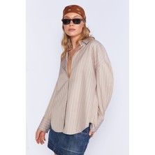 Edition Taş Kadın Çizgili Oversize Gömlek| EK1007430-7430