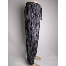 Yaşar Triko Kadın Siyah Bej Desenli Çift Cepli Beli Lastikli Ev Sokak Kapı Önü Yazlık Viskon Alt Giyim