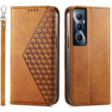 Mays Shop Realme C65 Eşkenar Dörtgen Şekli Günlük Kullanım Için Flip Case El Kayışı Standı Cüzdan (Yurt Dışından)