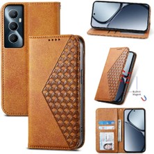 Mays Shop Realme C65 Eşkenar Dörtgen Şekli Günlük Kullanım Için Flip Case El Kayışı Standı Cüzdan (Yurt Dışından)