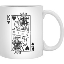 Fizello German Boxer King Of Hearts Funny Dog Playing Card Pop Art Beyaz Kupa