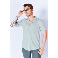 Edition Çağla Triko Dokulu Krose Apaş Yaka Kısa Kol Erkek Gömlek | EE100118927-8927