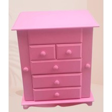 Bengi Ticaret Hobi Adn 90389 Takı Kutu Makyaj Şifonyer Model 9Çekmece Parlak Pembe Ahşap MDF
