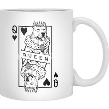 Fizello Dogo Argentino Queen Of Hearts Funny Dog Lover Card Pop Art Beyaz Kupa