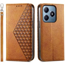 Mays Boutique Realme C63/C61 Günlük Kullanım Standı El Kayışı Eşkenar Dörtgen Şekli Için Flip Case (Yurt Dışından)