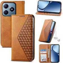 Mays Boutique Realme C63/C61 Günlük Kullanım Standı El Kayışı Eşkenar Dörtgen Şekli Için Flip Case (Yurt Dışından)